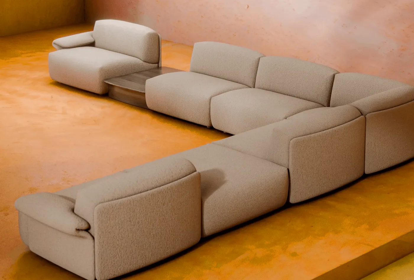Leolux Olen bank met zachte modulaire vormen
