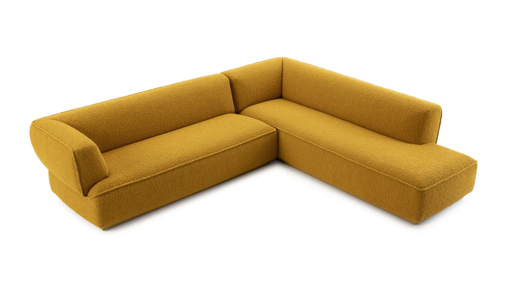 Okerkleurige Leolux Loya hoekbank met chaise longue